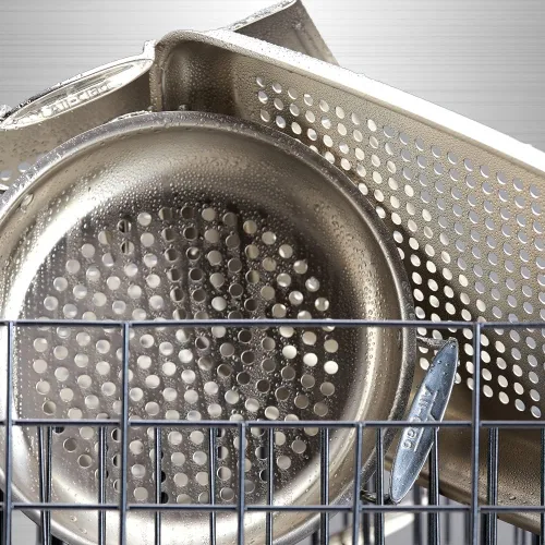Vista 3 de All-Clad Cesta redonda de acero inoxidable al aire libre de 11 pulgadas horno asador seguro 600F ollas y sartenes, utensilios de cocina plata