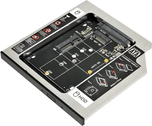 Vista 2 de MSATA NGFF B/M-Key SSD a Slimline SATA 13Pin Caddy Case para 0.374 in Universal Laptop CD/DVD-ROM Optical Bay