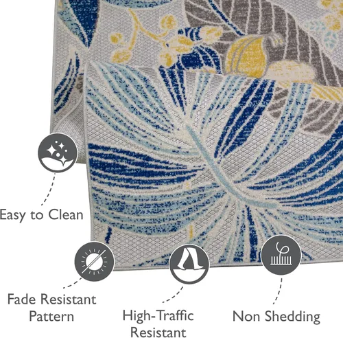 Vista 14 de Leick Home 595249 Song Floral - Alfombra rectangular para interiores y exteriores, 3 x 5 pies