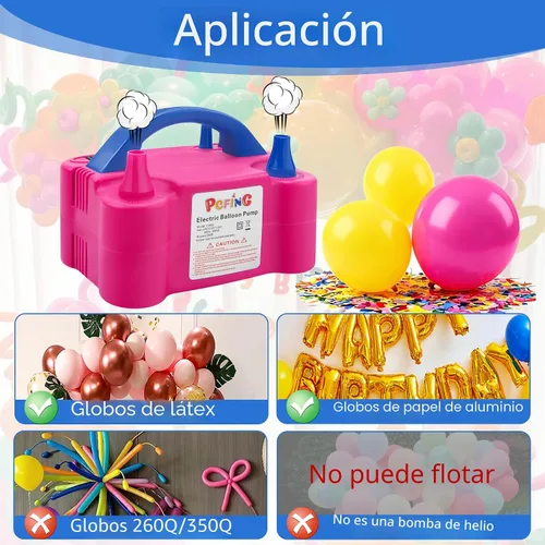 Vista 3 de PCFING Balloon Pump Electric, Portable Balloons Inflator Blower Machine with Balloon Tie Tool & Dual Nozzle