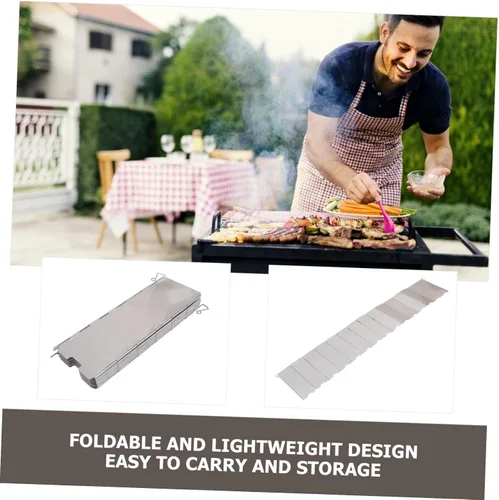Vista 2 de GANAZONO 1pc Barbacoa Parabrisas Protector Protector de salpicaduras al aire libre Parabrisas al aire libre Aleación de aluminio plateado Utensilios