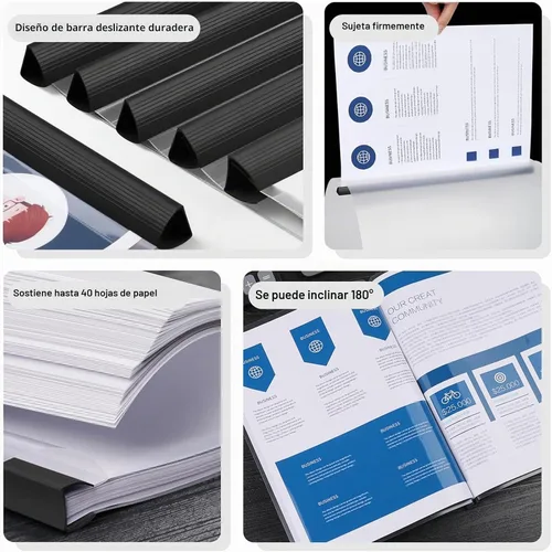 Vista 4 de JOERSH 10 portadas transparentes para informes con barra deslizante, protector de papel de carpeta de plástico, carpetas de informes con cubierta
