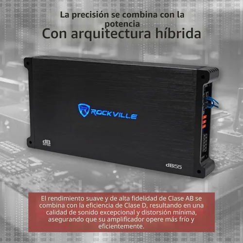 Vista 3 de Rockville dB25 - Amplificador estéreo para coche (2800 W, 1400 W, RMS 2 canales) Bass Knob, Dyno Certified, Class AB+D, MOSFET, Crossover