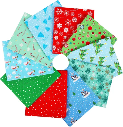 Vista 16 de Craftido -25 Opciones- Paquetes de Tela de Acolchado 100% Algodón 10pcs Fat Quarters 18"x21"-Peso Mediano 5.2 oz- Algodón Suave para Acolchado