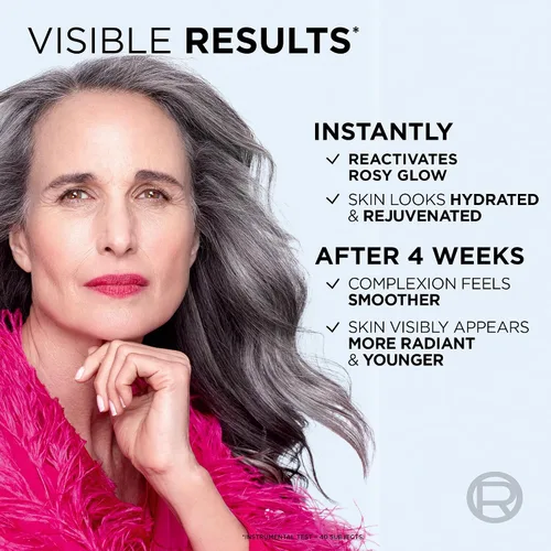 Vista 3 de L'Oreal Paris Skin Care - Hidratante facial para rostro, tono rosa perfecto para la edad, sin fragancia, hidratante para la cara con LHA y peonía