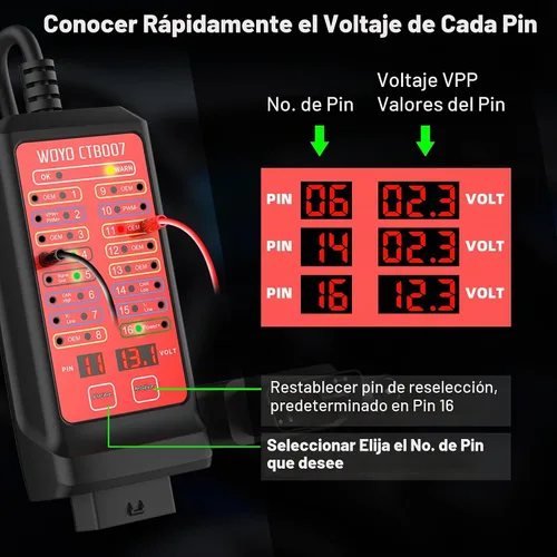 Vista 2 de OBD2 Breakout Box, WOYO CTB007 12V/24V CAN Tester Box (27.5 pulgadas/70cm)