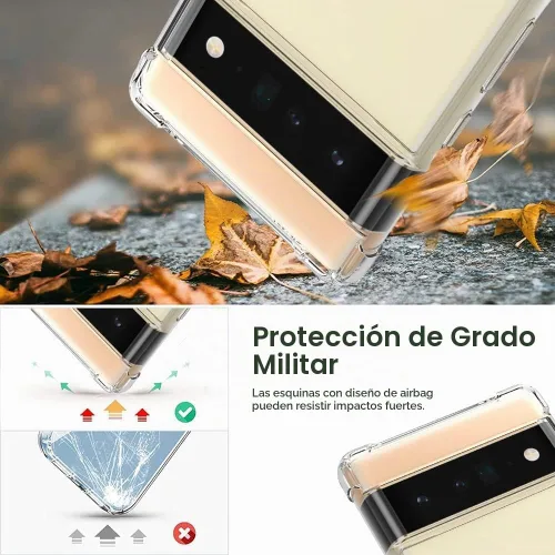 Vista 3 de KIOMY Funda para Google Pixel 6 Pro, esquinas de bolsa de aire a prueba de golpes, funda protectora para teléfono, diseño híbrido, parte trasera