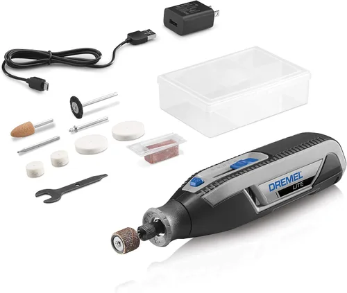Vista 2 de Dremel Lite 7760 N/10 - Herramienta rotativa inalámbrica con batería de 4V Li-Ion, velocidad variable, multipropósito, Kit de herramientas rotativas