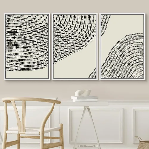 Vista 348 de SIGNWIN Lienzo enmarcado para pared, juego de arte de collage de hojas transparentes en blanco y negro, ilustraciones de naturaleza silvestre, arte
