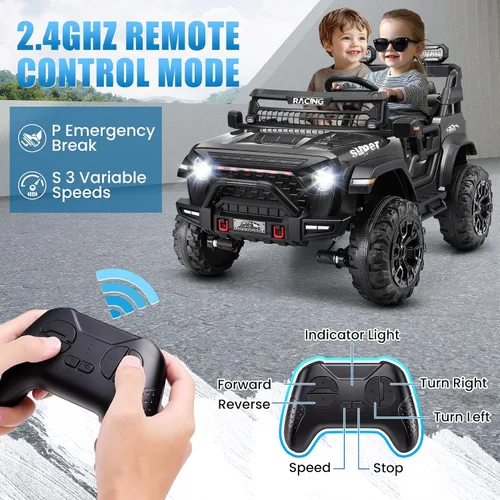 Vista 5 de Hikole - Auto de 24 V y 2 plazas con control remoto, motores de 4 x 100 W, color negro