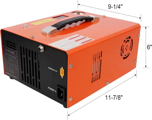 Vista 2 de Compresor de aire PCP, compresor de pistola de aire PCP portátil de 4500PSI con convertidor integrado, parada automática DC12V/AC120V Bomba