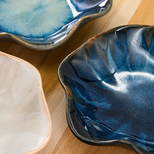 Vista 5 de Reposacucharas de cerámica estable 3 piezas Juego de platos de cena de cerámica multifuncional con esmalte resistente al calor Soporte