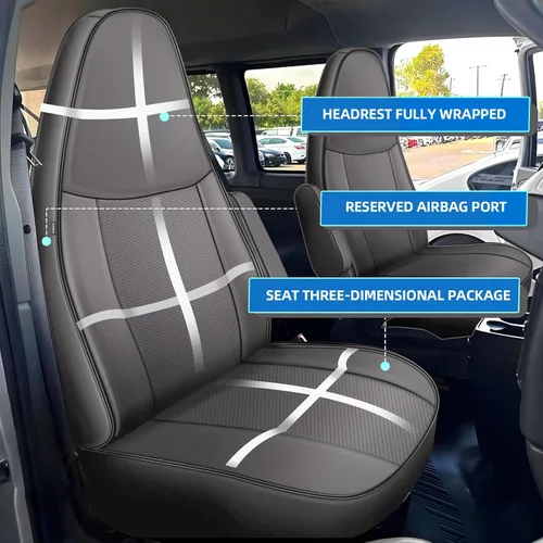 Vista 7 de [Usado] AOMSAZTO Fundas de asiento de automóvil para Chevy Express Van accesorios 2010-2025 cuero artificial, impermeables, resistentes al desgaste