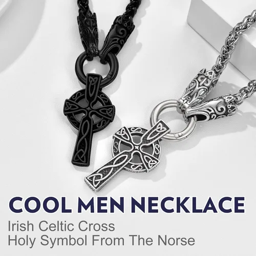 Vista 7 de Bandmax Stainless Steel Celtic Cross Necklace for Men Women, Irish Knot Prayer Charm Necklace Serenity Crucifix Jewelry