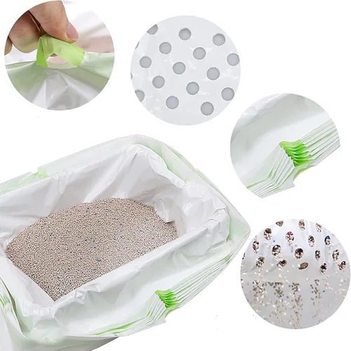 Vista 7 de Bolsas de arena para gatos con agujeros, 21 unidades con cordón grande, bolsas de arena para gatos, bolsas de basura para gatos (37 x 18 pulgadas)
