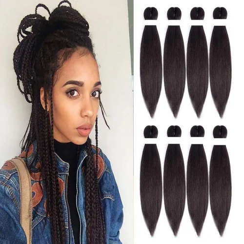 Vista 8 de Cabello trenzado preestirado de 14 pulgadas, 8 paquetes de cabello trenzado preestirado, trenzas de ganchillo, extensiones de cabello trenzado Yaki