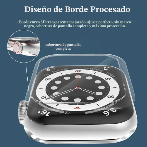 Vista 8 de Protector de pantalla de vidrio templado de 1.575 pulgadas (1.575 in), compatible con Apple Watch Series 6/5/4/SE 3, EWUONU cobertura completa