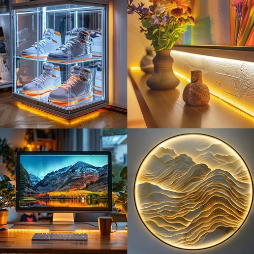 Vista 3 de Tira de luces LED USB de 5 V, tira de luces LED flexibles de 3.28 pies con autoadhesiva, tiras de luz regulables 2800K-6500K para impresora 3D