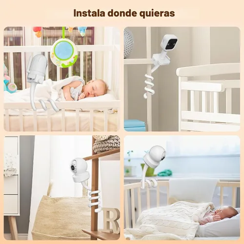 Vista 6 de A2C Soporte universal para monitor de bebé compatible con óptica infantil DXR 8 y DXR-8 Pro y la mayoría de los demás monitores de bebé, cunas