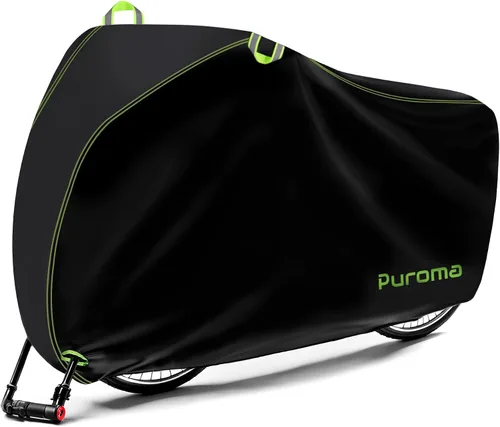Vista 8 de Puroma Funda para bicicleta impermeable al aire libre, cubierta de bicicleta para lluvia, sol, rayos UV, polvo, viento, con agujero de bloqueo