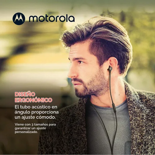 Vista 6 de Motorola Earbuds 3-S - Auriculares con cable con micrófono, auriculares intrauditivos con cable, cómodos auriculares de silicona ligeros, cable Negro
