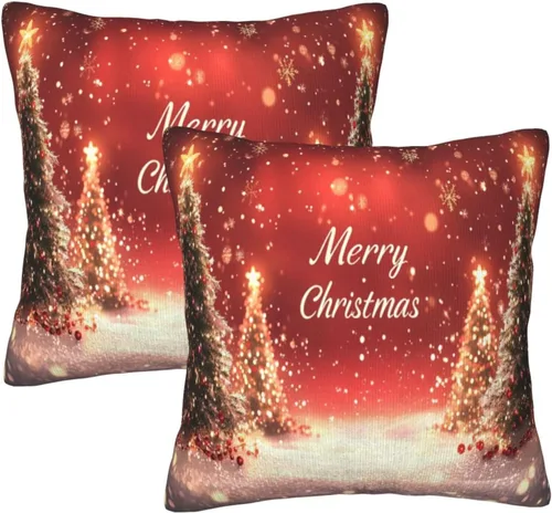 Vista 41 de Fundas de Almohada Flor de Pascua Dorada Copo de Nieve Navidad Xmas Juego de 2 Fundas de Almohadas Cuadradas Funda de Cojín Fundas de Almohadas