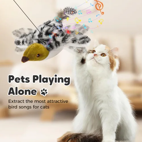 Vista 6 de JUDUNA Juguete de Gato de Alas Aleteadas, 2026 Nuevo Juguete Interactivo de Aves Canturreante y Volador para Gatos con Control Remoto, Juguete