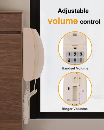 Vista 5 de Teléfono de pared con cable, teléfonos fijos para personas mayores con botones grandes, teléfono de escritorio de oficina con volumen alto ajustable