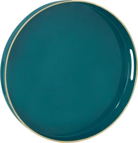 Vista 21 de MAONAME - Bandeja decorativa verde oscuro, bandeja de servir redonda de 13 pulgadas con asas, bandejas de plástico para mesa de café, bandejas