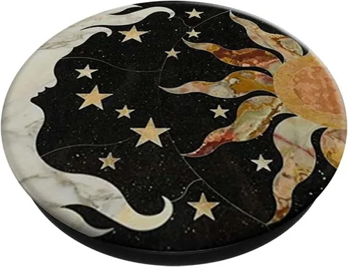 Vista 2 de PopSockets PopGrip: agarre intercambiable para teléfonos y tabletas PopSockets estándar PopGrip negro Vintage Moon, Sun and