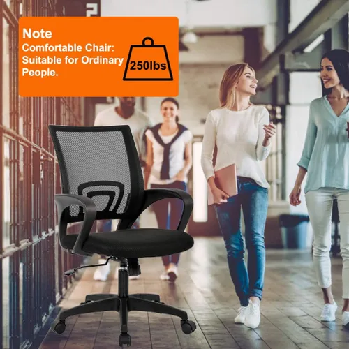 Vista 6 de Meet perfect Silla de oficina con respaldo medio, moderna silla ejecutiva de escritorio para computadora, silla giratoria con ruedas, silla