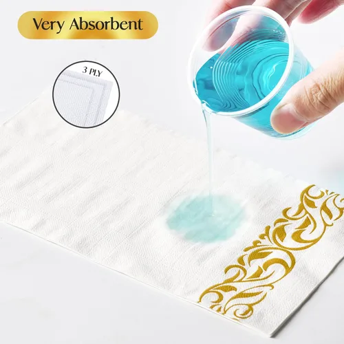 Vista 4 de Vplus Paquete de 200 servilletas de papel para invitados, toallas desechables de calidad premium de 3 capas, servilletas de cena desechables suaves