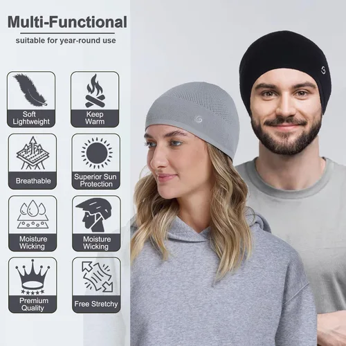 Vista 2 de Gorro de bambú ligero con diseño de calavera para hombres y mujeres, suave y cómodo multifunción