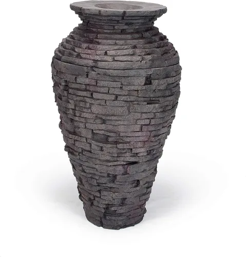 Vista 5 de Aquascape Kit de fuente de agua de urna de pizarra apilada mediana para paisaje y jardín 58090