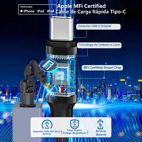 Vista 3 de Apple MFi Certified iPhone 17 Car Charger, 67W Multiport USB-C Car Charger