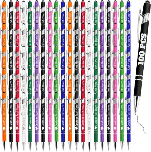 Vista 10 de Bolígrafos personalizados a granel 10 con nombre, grabados con punta de lápiz, bolígrafos de bola personalizados de escritura suave, regalos