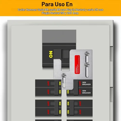Vista 2 de Kit de enclavamiento de generador compatible con paneles Eaton Cutler Hammer Serie BR de 150 y 200 amperios, espaciado de 1 1/4-1 7/16 pulgadas