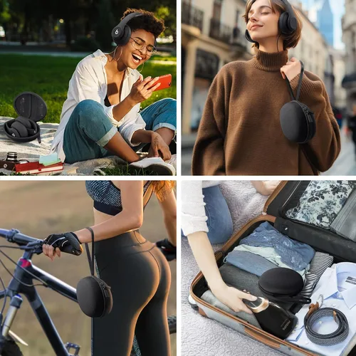 Vista 8 de co2CREA para audífonos Beats Studio Pro / Studio3 / Solo4 / Solo3, estuche de viaje rígido compatible con audífonos inalámbricos de diadema Beats