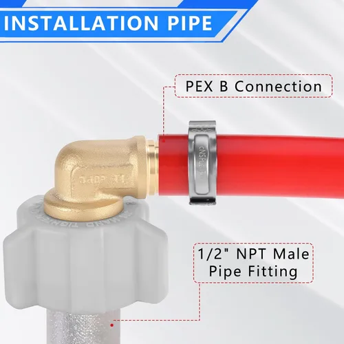 Vista 3 de Codo giratorio NPT hembra de 1/2 pulgada Pex × 1/2 pulgada sin plomo, compatible con PEX-B, paquete de 2