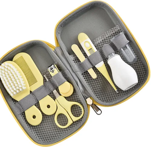 Vista 2 de Plplaaoo Kit de cuidado de la salud y aseo del bebé, 8 en 1, juego de cuidado de la salud del bebé recién nacido con cortaúñas, cepillo de pelo