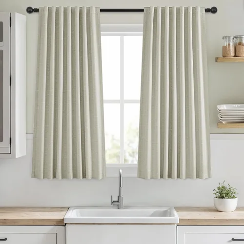 Vista 36 de Cortinas opacas de 54 pulgadas de largo para dormitorio, sala de estar, cortinas beige con aislamiento térmico, oscurecimiento de la habitación