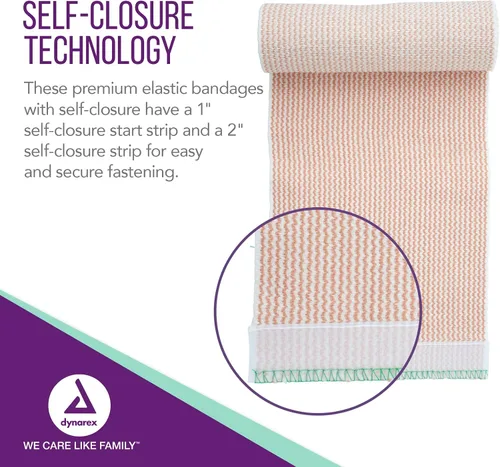 Vista 3 de Dynarex Elastic Bandages with Self-Closure, Outstanding Compression & Stretch, Latex-Free Elastic Bandages with Secure Closure, 6" x 5 yds., 1 Case