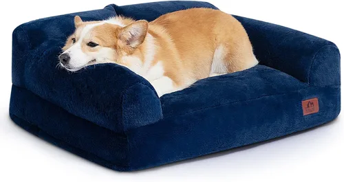 Vista 23 de Hollypet Cama de Felpa Esponjosa para Perros y Gatos, Sofá Cama Suave y Calmante para Gatos y Perros Pequeños y Medianos, Beige