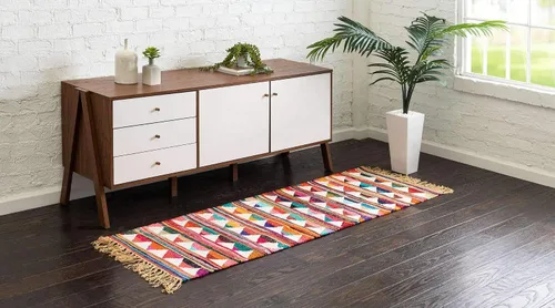 Vista 2 de Unique Loom Chindi Trellis Collection - Alfombra moderna, geométrica, colores brillantes, alfombra del suroeste