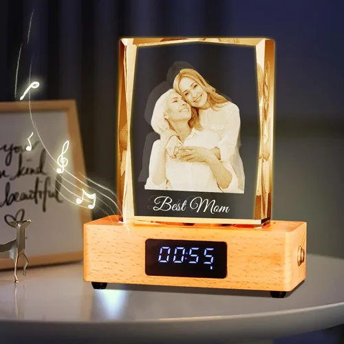 Vista 15 de Regalo de foto de cristal 3D personalizada – Imagen personalizada para el Día del Padre, cumpleaños, aniversario – Recuerdo para papá, parejas