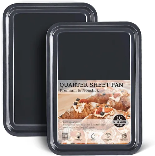 Vista 10 de HONGBAKE 2 piezas de bandeja plana grande para galletas sin bordes, bandeja para hornear aislada antiadherente, bandejas de horno comercial