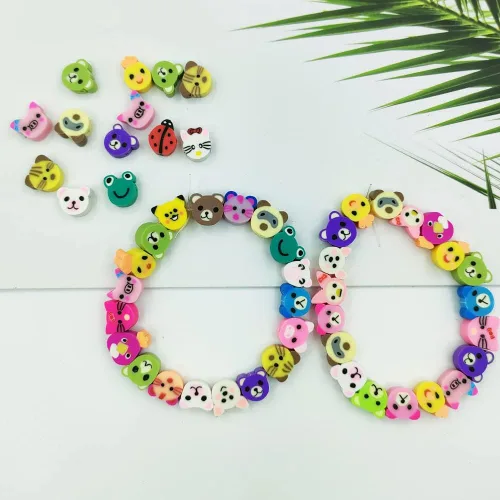 Vista 4 de 200 cuentas de arcilla de animales, cuentas de arcilla polimérica para pulseras, collares, joyería (animal)