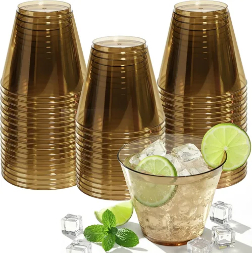 Vista 12 de Glowserve Paquete de 50 vasos de plástico transparente de 9 onzas, vasos de plástico azul transparente para cóctel, vasos desechables para fiestas
