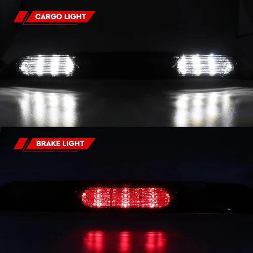 Vista 9 de Tercera tercera luz de freno LED para Ford F150 2015-2017 Lámpara de carga trasera Luz de freno de montaje alto (lente humo de carcasa cromada)