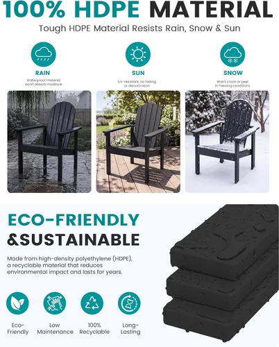 Vista 4 de SERWALL Silla Adirondack moderna apilable, silla de patio al aire libre de HDPE con diseño que ahorra espacio, silla para hoguera para todo